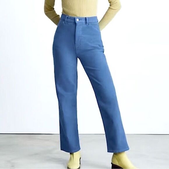 Everlane Pants - Everlane ‘The Moleskin’ Way-High Organic Cotton Straight Leg Pant - Blue